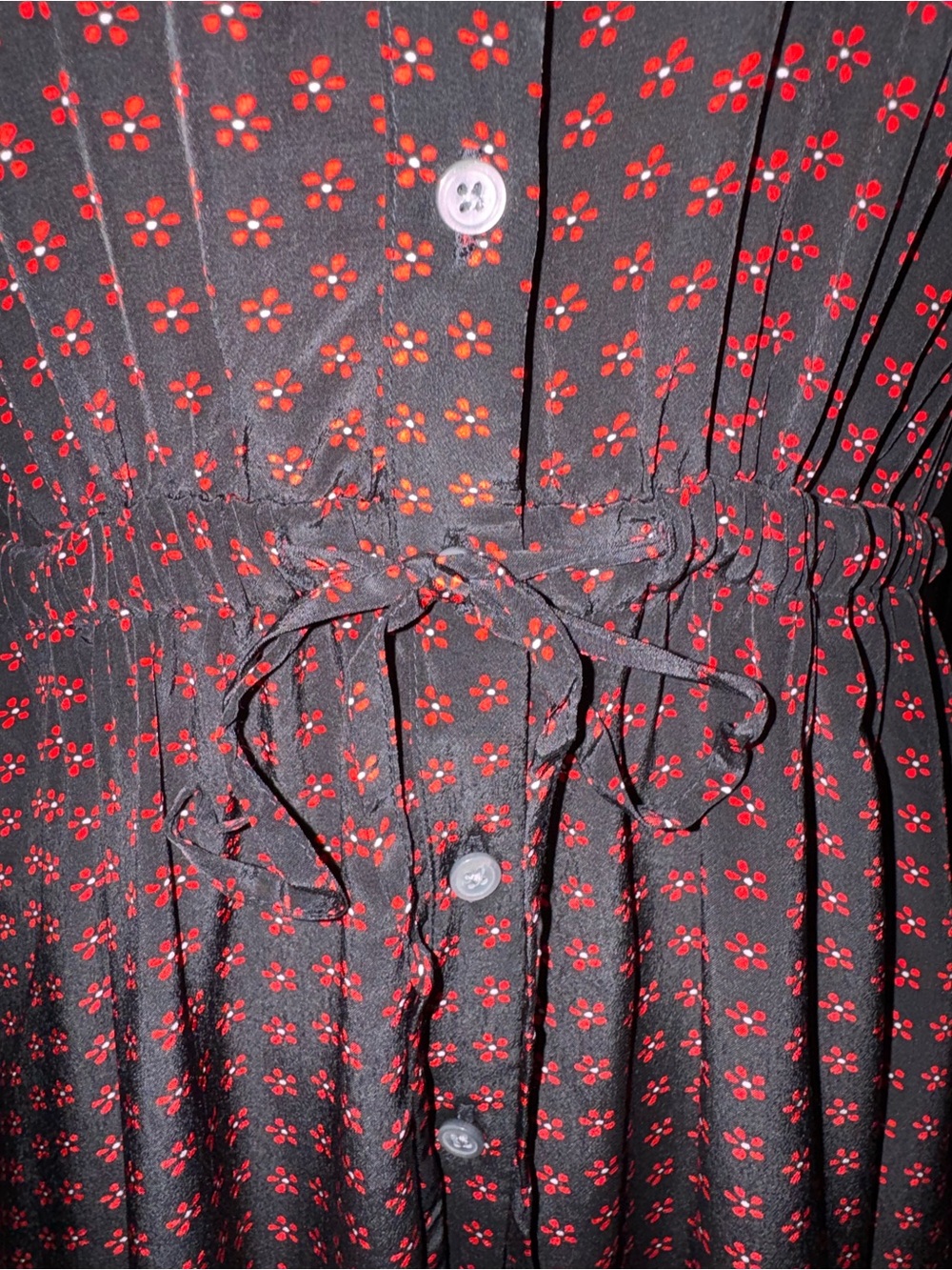 J.Crew Cerise Floral Crepe Chine Button-Front Burgundy Polka Dot Shirt Dress - Picture 7 of 9